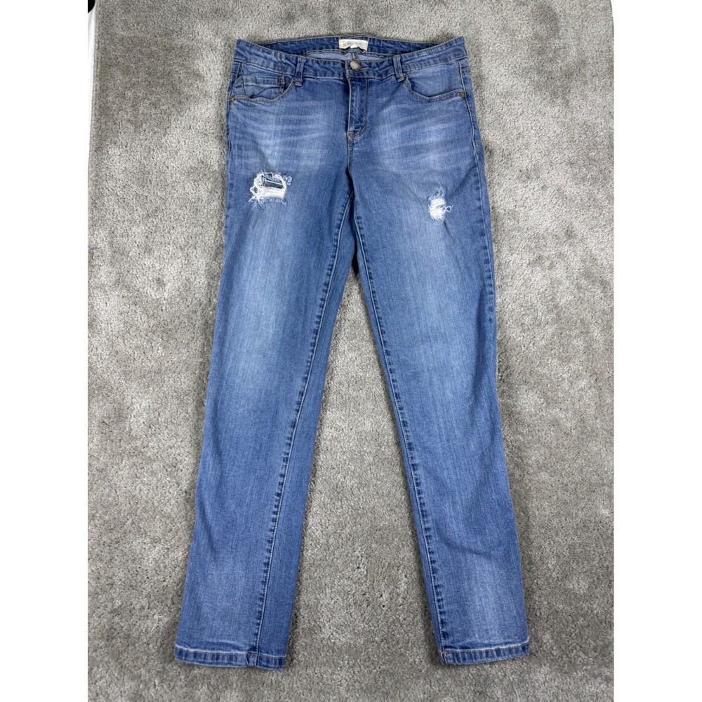 Jolt Distressed Skinny Jeans Medium Wash Blue Denim Size 11 Ripped Slim Fit